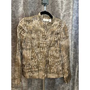 Chico’s Sheer & Shiny “Reptile” Print Blazer Jacket Size 0 (S)